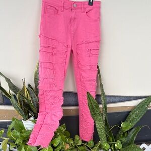 Distressed Pink Jeans